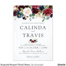 Burgundy Bouquet Floral Name Focus Invitation Zazzle Com Burgundy Wedding Invitations Burgundy Bouquet Wedding Invitations