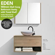 Alibaba.com offers 1,080 white water resistant bathroom cabinet products. Eden 900mm White Oak Timber Wood Grain Wall Hung Vanity With Towel Shelf Timber Top Homegear Australia