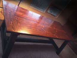 Solid Douglas Fir Dining Table Georgian Cherry Java Gel Stain W Watco Danish Oil In Dark Walnut Lamp Black Milk Pa Mobelverschonerung Mobel Zum Selbermachen
