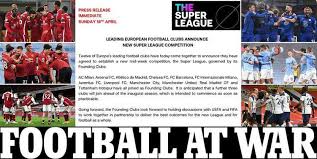 A european super league will undermine the appeal of the whole game, and have a deeply damaging impact on the immediate and future prospects of the premier league and its member clubs, and all those in football who rely on our funding and solidarity to prosper. 5a77fcurma Sjm