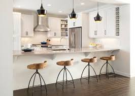 I Love The Pendants And Stools In This Kitchen The White Walls And Cabinets Act As A Blan White Kitchen Bar Stools Stools For Kitchen Island Wooden Bar Stools