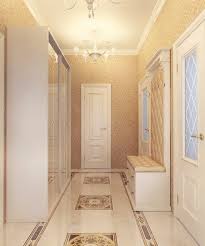 Flur Einrichten In Beige Mit Einer Eleganten Flurgarderobe Und Kronleuchter Aus Kristall Flur Einrichten Flur Tapete Flur