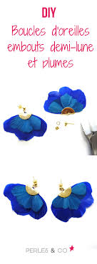 Diy Facile Boucles D Oreilles Embout Demi Lune Et Plumes Boucle D Oreille Oreille Bijoux En Plumes