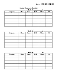 Homework Checklist Daily Worksheets Teachers Pay Teachers