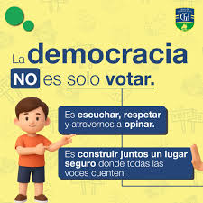 💡 La democracia NO es solo votar 🗳️ 👉 Es escuchar, respetar y atreverse  a opinar. 👉 Es construir juntos un lugar donde todas las voces cuentan. 🌍  En el Día Internacional