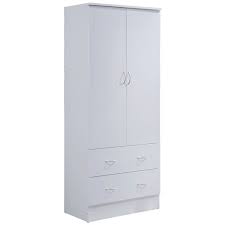 Find the perfect home furnishings at hayneedle, where you can buy online while you explore our room designs. Maddie Home Everyday 2 Door Armoire With 2 Drawers And Clothing Rod In White Mh 5166 1644045