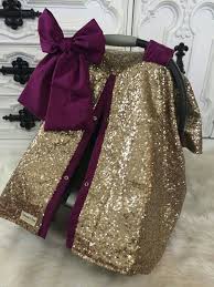 Maroon Gold Sequin Carseat Canopy New Baby Products Baby Girl Infant Car Seat Cover