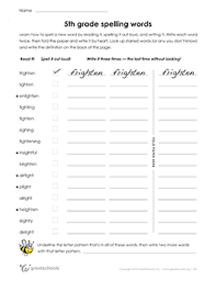 4th grade spelling lists, games & activities. 5th Grade Spelling Words List 4 Of 36 5th Grade Word Lists Worksheet Greatschools