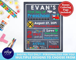 First day of school color page texas twist scribbles preschool. First Day Of School Sign Digital Download 1st Day Of School Printable Train Sign Chalkboard Sign By Indigo Ink Boutique Catch My Party