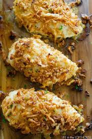 Crispy Onion Chicken 3 Ingredients Skinless Chicken Breasts Honey Mustard And French S Fried Onions Life In The Lo Chicken Recipes Recipes Onion Chicken