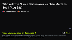 August 28, 2026: Nikola Bartunkova vs Elise Mertens: Set 1 Winner Prediction Market
