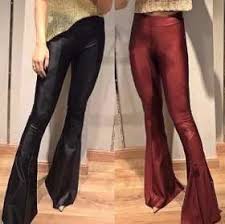 Calça De Couro Boca De Sino Pin Em Bell Bottom