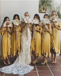 Yellow Bridesmaid Dresses To Complement This Spring Wedding Colour Scheme Yellowbridesmaids S In 2020 Bridesmaid Dresses Boho Yellow Bridesmaids Bohemian Bridesmaid