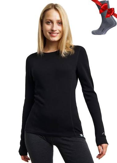 Mua Merino.tech Merino Wool Base Layer Women - 100% Merino Wool Heavyweight, Midweight, Lite Long Sleeve Thermal Shirt and Socks (Medium, Black 250) trên Amazon Mỹ chính hãng 2026 | Fado