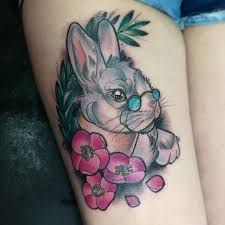 White Rabbit Neotraditional Tattoo Bunny Tattoos Rabbit Tattoos Tattoos