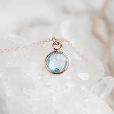 Our Blue Topaz Necklace Is An Absolute Stunner The Genuine Blue Topaz Stone Hangs From High Quali Blue Topaz Necklace Dainty Rose Gold Necklace Topaz Necklace