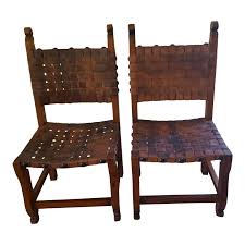 1900s Vintage James Mont Style Indonesian Leather Strapped Accent Chairs A Pair Chairish Chair Metal Dining Chairs Accent Chairs