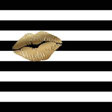 Black And White Striped Background Horizontal Metallic Gold Lips Black And White Stripes Painting By Georgeta Blanaru Black Friday Graphic Gold Lips Gold Metal