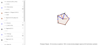 Sus ángulos son de 108º cada uno. Area De Un Pentagono Regular De 2cm De Arista Geogebra