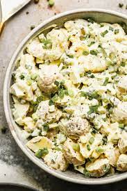 Transfer the warm potatoes to a large mixing bowl and sprinkle with the white vinegar. Healthy Potato Salad No Mayo Wellplated Com