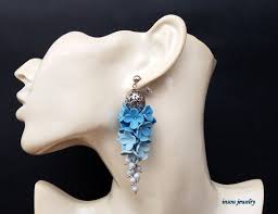 Light Blue Earrings Flower Earrings Blue Dangle Earrings Boho Earrings Statement Earrings Romantic Je In 2020 Blue Dangle Earrings Romantic Jewellery Romantic Earrings