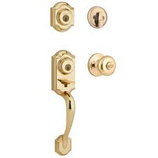 Find door handlesets in single cylinder, double cylinder, and dummy styles. Kwikset Montara Polished Brass Single Cylinder Door Handleset With Juno Entry Door Knob Featuring Smartkey Security 553mnhxj 3 Smt Cp The Home Depot
