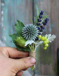 Lock Cottage Flowers Surrey Uk August Buttonhole With Echinops Lavender Hazelnut Viburnum Berri August Wedding Flowers August Flowers Lilac Wedding Bouquet