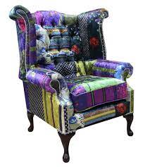 You will find a combination of different prints, colours and patterns which creates something unique and extraordinary. Chesterfield Patchwork Velvet Queen Anne London Multi Wing Chair