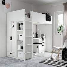 Struttura letto a soppalco ikea in acciaio con verniciatura a polvere. Smastad Letto A Soppalco Bianco Bianco Con Scrivania Con 4 Cassetti Ikea Svizzera