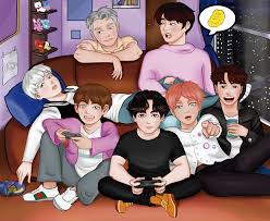 Tons of awesome bts fanart desktop wallpapers to download for free. I Made This Bts Fanart Of Them All Having Some Quality Time Together I Hope They Are All Recognizable Bangtan