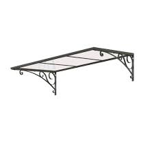 Palram 4 4 Ft Venus 1350 Gray Clear Awning 53 1 In W X 34 6 In D X 14 In H 702697 The Home Depot Door Awnings Wrought Iron Awning Front Door Awning