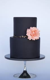 Gothic Black And Blue Wedding Cake Black Cake With Coral Sugar Peony Beautiful Cakes Cake Art Cake