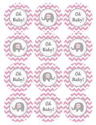 Download our pdf of six different labels, including this one, here. Diy Baby Shower Tags Cupcake Toppers Gum Pink Grey Chevron Etsy Baby Boy Shower Favors Baby Shower Tags Baby Shower Printables