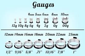 Earring Gauge Actual Size Chart Jewelry Flatheadlake3on3