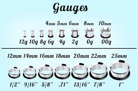 earring gauge actual size chart jewelry flatheadlake3on3