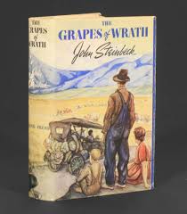 The great depression, told through the journey of one of the many families of farmers fallen on hard times. The Grapes Of Wrath John Steinbeck 1st Edition