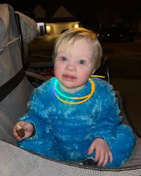 C is for cookie… and candy! 💙🍪 happy Halloween from our little Cookie  Monster! #halloween #cutebaby #downsyndrome #downsyndromeawareness  #toddlerlife #theluckyfew #trickortreat