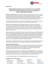 Ing is a division of ing bank (australia) limited abn 24 000 893 292 afsl 229823, australian credit licence 229823. Kotak Mahindra Bank Auf Twitter Kotak Is The First Bank To Go Live With Both Debit Card And Net Banking Based Electronic Mandates On Npci S Platform Api Based E Mandates Are Fast Frictionless And