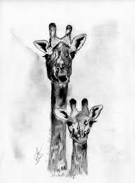 Giraffe Mom And Baby Drawing By Lynn Beazley Blair