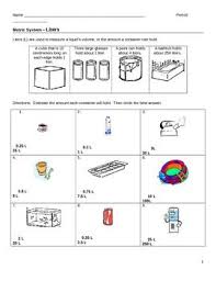 Worksheet Metrics Liters And Milliliters Worksheets Metric Middle School Science