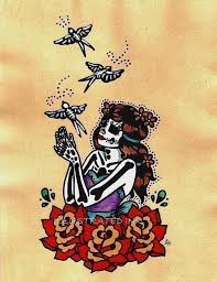 Day Of The Dead Birds With Beauty Dia De Los Muertos Art Print Etsy Day Of The Dead Art Day Of The Dead Skull Art