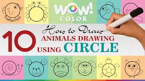 How To Draw 10 Different Animals Using Circle For Kids Children By Wowcolorkids Please Watch This Drawing For Kids Shapes For Kids Drawing Lessons For Kids