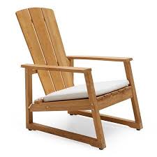 Modrn Scandinavian Teak Adirondack Chair With Sunbrella Cushion Teak Adirondack Chairs Adirondack Chair Sunbrella Cushions