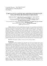 Pdf A Critical Evaluation Of The Carpathian Endemic Plant Taxa List From The Romanian Carpathians