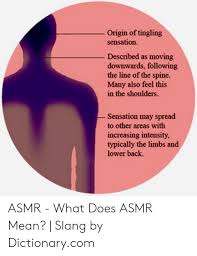 Ideally, asmr videos are meant to give the viewer a relaxing tingle at the back of their head and/or spine. Origin Of Tingling Sensation Described As Moving Downwards Following The Line Of The Spine Many Also Feel This In The Shoulders Sensation May Spread To Other Areas With Increasing Intensity Typically