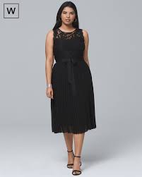Women S Plus Lace Bodice Black Pleated Fit And Flare Dress By White House Black Market Fit And Flare Dress White House Black Market Dress White Fashion