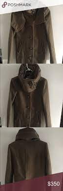 Mackage Tan Wool Jacket With Leather Details Rare Funnel Neck Wool Gorgeous Tan Mackage Jacket It Has Leather Clothes Design Wool Blend Jacket Mackage Jacket