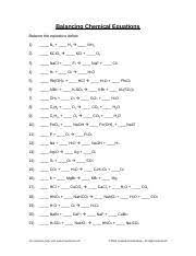 Balance each of the following equations. Balancing Chemical Equations Worksheet Answer Key Pdf Balancing Chemical Equations Answer Key Balance The Equations Below 1 1 N2 3 H2 2 Nh3 2 2 Kcio3 Course Hero