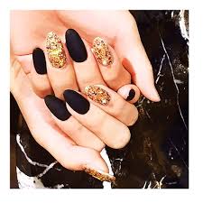 Acrylic nails chanel inspired pink & black nail design. Amazon Com Drecode Fake Nails Matte Black Bling Gold Sequins Full Cover Acrylic False Nails Coffin Shape Punk Fashion Party Clip On Nails For Women And Girls 24pcs Beauty