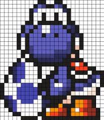 Dark Blue Yoshi And Egg Perler By Vickicutebunny Pixel Art Canvas Patterns Plastic Canvas Patterns